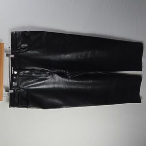 Aritzia Wilfred Melina Straight Leg Faux Leather Pants Black High Rise Sz 26W